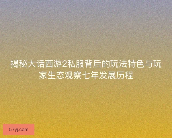 揭秘大话西游2私服背后的玩法特色与玩家生态观察七年发展历程